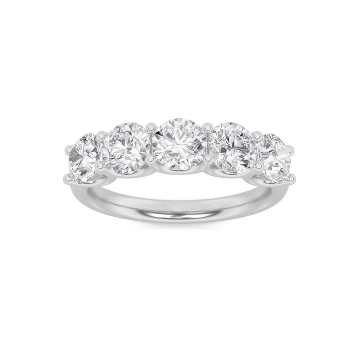 2Cttw Round Shaped Lab Grown Diamond (G/VS) Five Stone Band Ring in 14K Gold