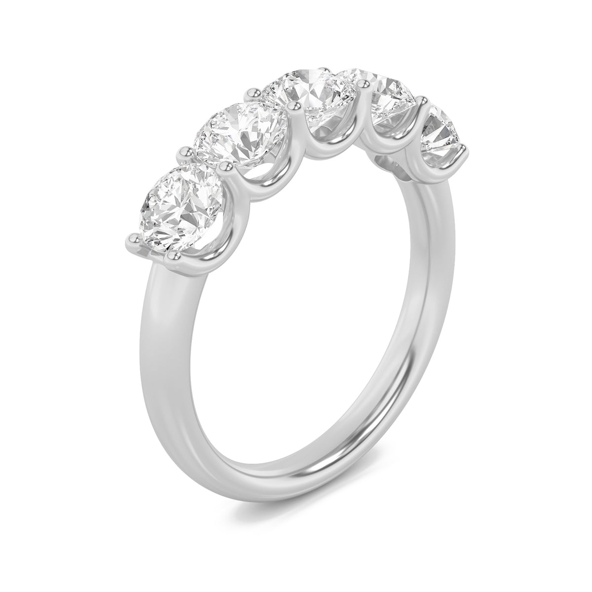2Cttw Round Shaped Lab Grown Diamond (G/VS) Five Stone Band Ring in 14K Gold