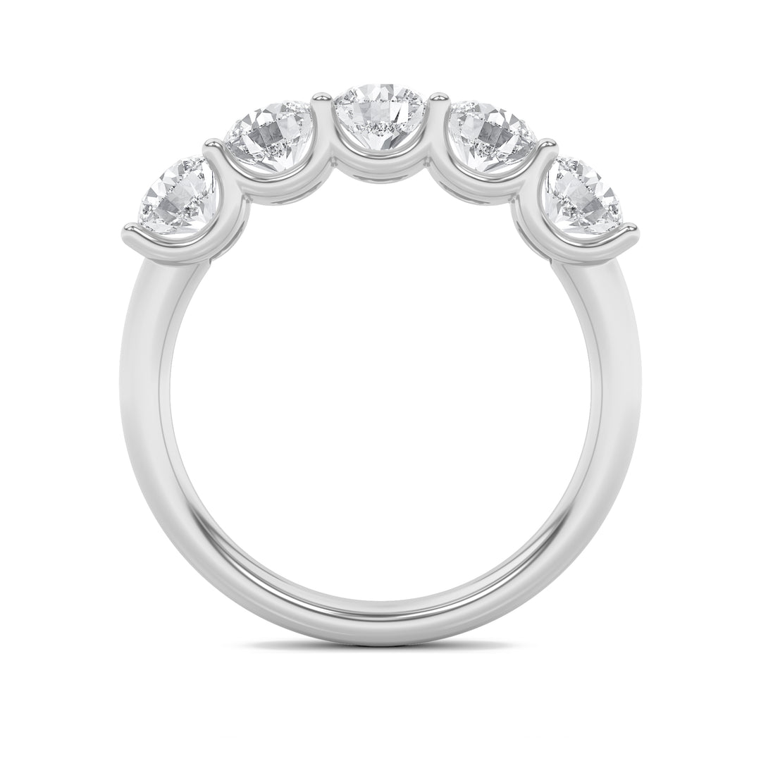 2Cttw Round Shaped Lab Grown Diamond (G/VS) Five Stone Band Ring in 14K Gold