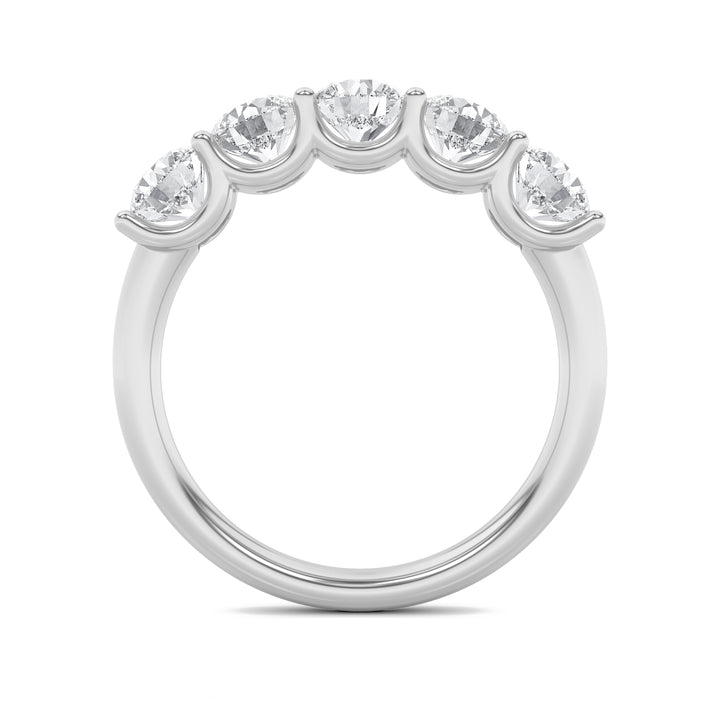 2Cttw Round Shaped Lab Grown Diamond (G/VS) Five Stone Band Ring in 14K Gold
