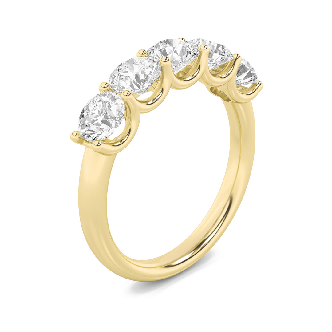 2Cttw Round Shaped Lab Grown Diamond (F/VS) Five Stone Band Ring in 14K Gold