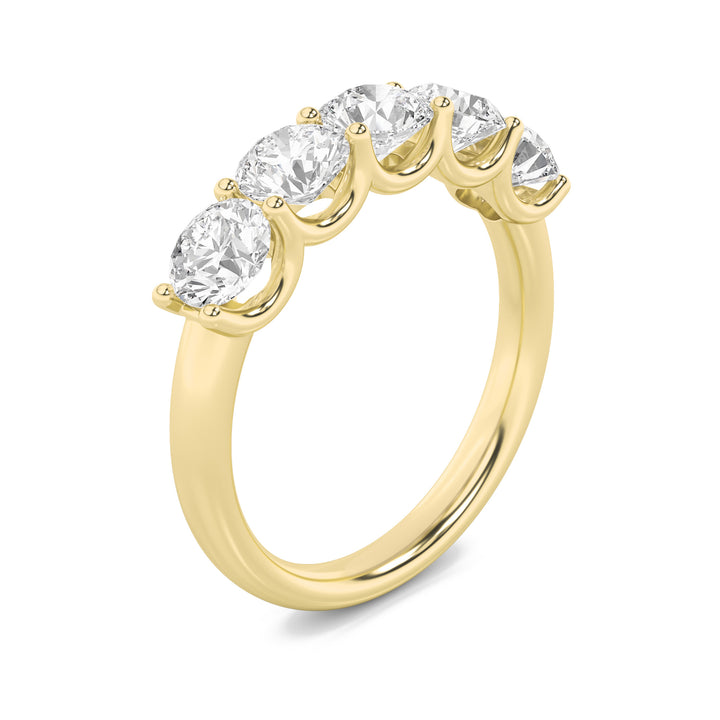 2Cttw Round Shaped Lab Grown Diamond (F/VS) Five Stone Band Ring in 14K Gold