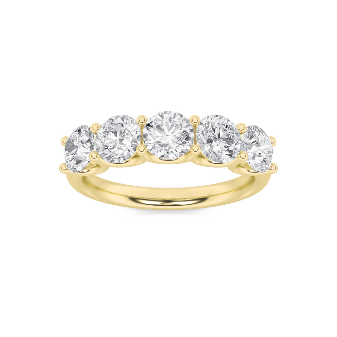 2Cttw Round Shaped Lab Grown Diamond (G/VS) Five Stone Band Ring in 14K Gold