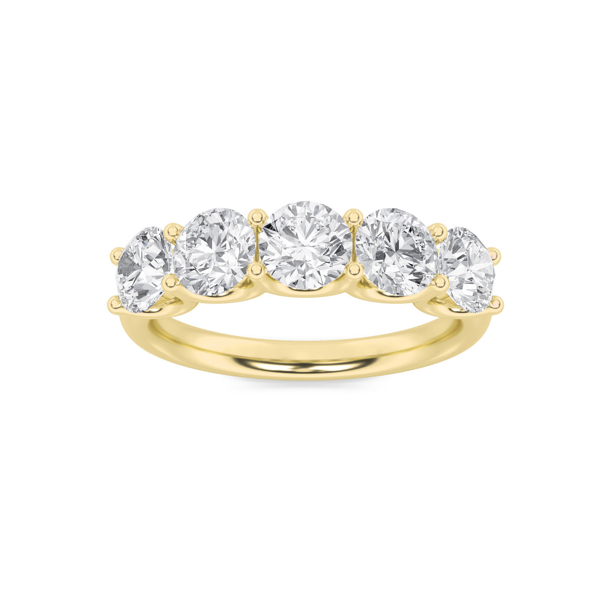 2Cttw Round Shaped Lab Grown Diamond (G/VS) Five Stone Band Ring in 14K Gold