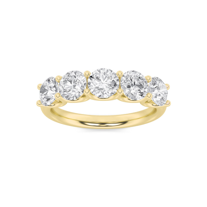 2Cttw Round Shaped Lab Grown Diamond (G/VS) Five Stone Band Ring in 14K Gold