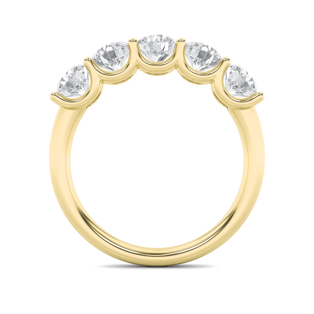 2Cttw Round Shaped Lab Grown Diamond (G/VS) Five Stone Band Ring in 14K Gold