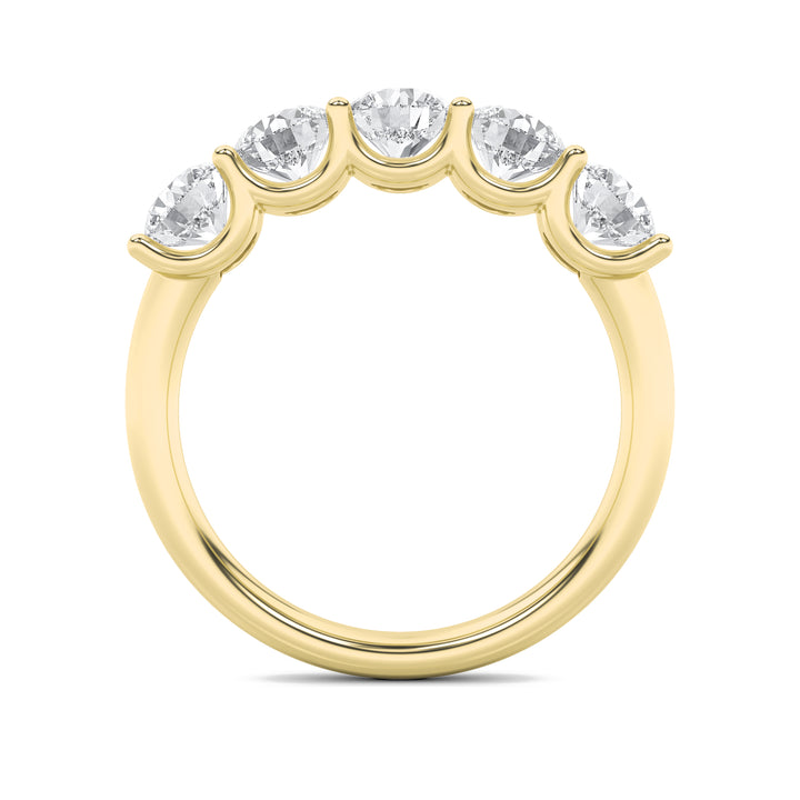 2Cttw Round Shaped Lab Grown Diamond (G/VS) Five Stone Band Ring in 14K Gold