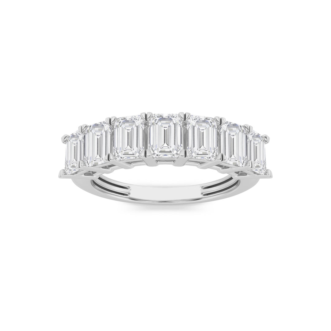 2Cttw Emerald Shaped Lab Grown Diamond (F/VVS) Seven Stone Band Ring in 14K Gold