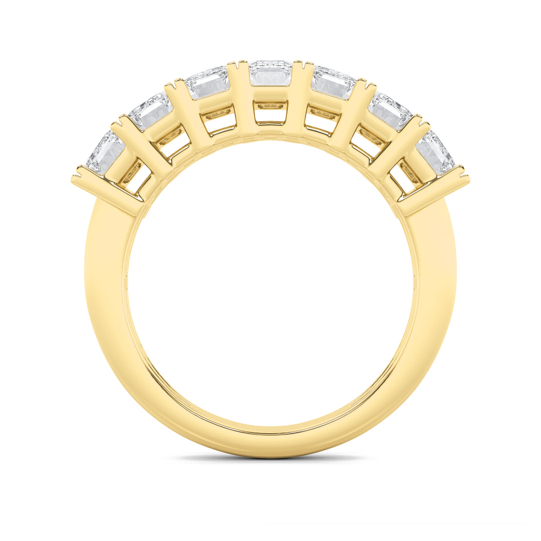 2Cttw Emerald Shaped Lab Grown Diamond (F/VS) Seven Stone Band Ring in 14K Gold
