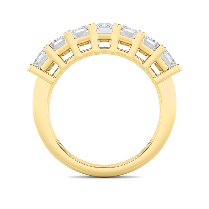 2Cttw Emerald Shaped Lab Grown Diamond (F/VS) Seven Stone Band Ring in 14K Gold