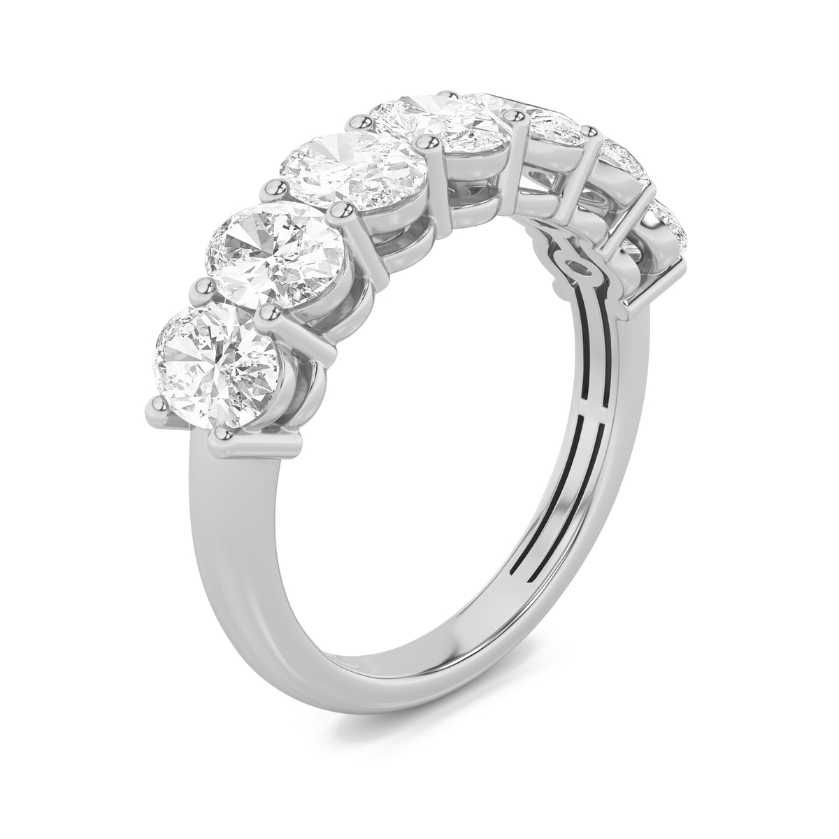 2Cttw Oval Shaped Lab Grown Diamond (F/VS) Seven Stone Band Ring in 14K Gold