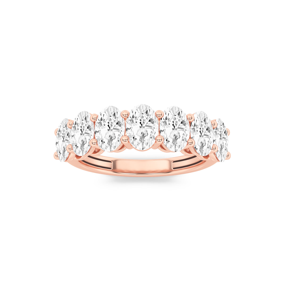 2.25Cttw Oval Shaped Lab Grown Diamond (F/VS) Seven Stone Band Ring in 14K Gold