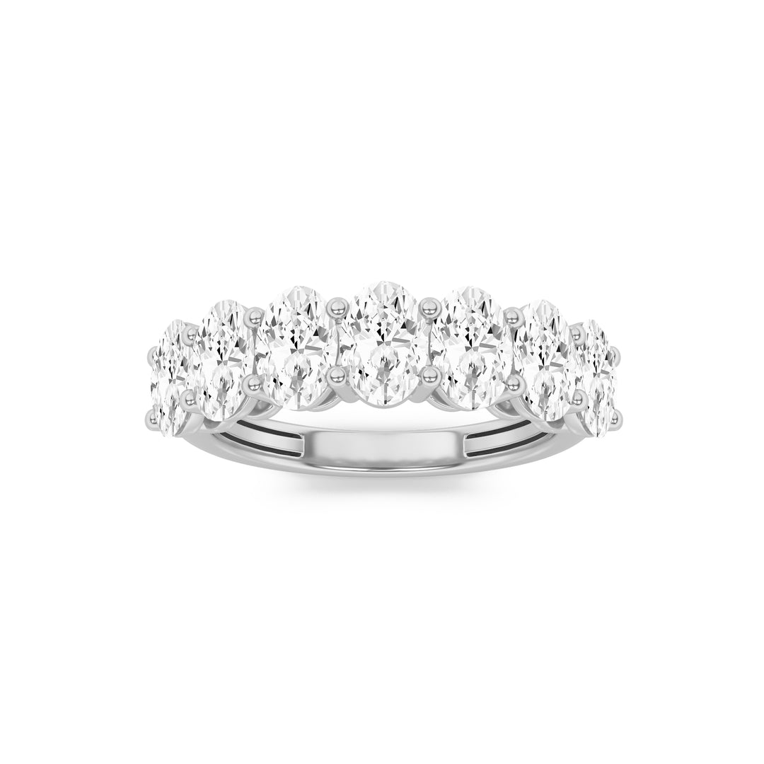 3Cttw Oval Shaped Lab Grown Diamond (G/VS) Seven Stone Band Ring in 14K Gold