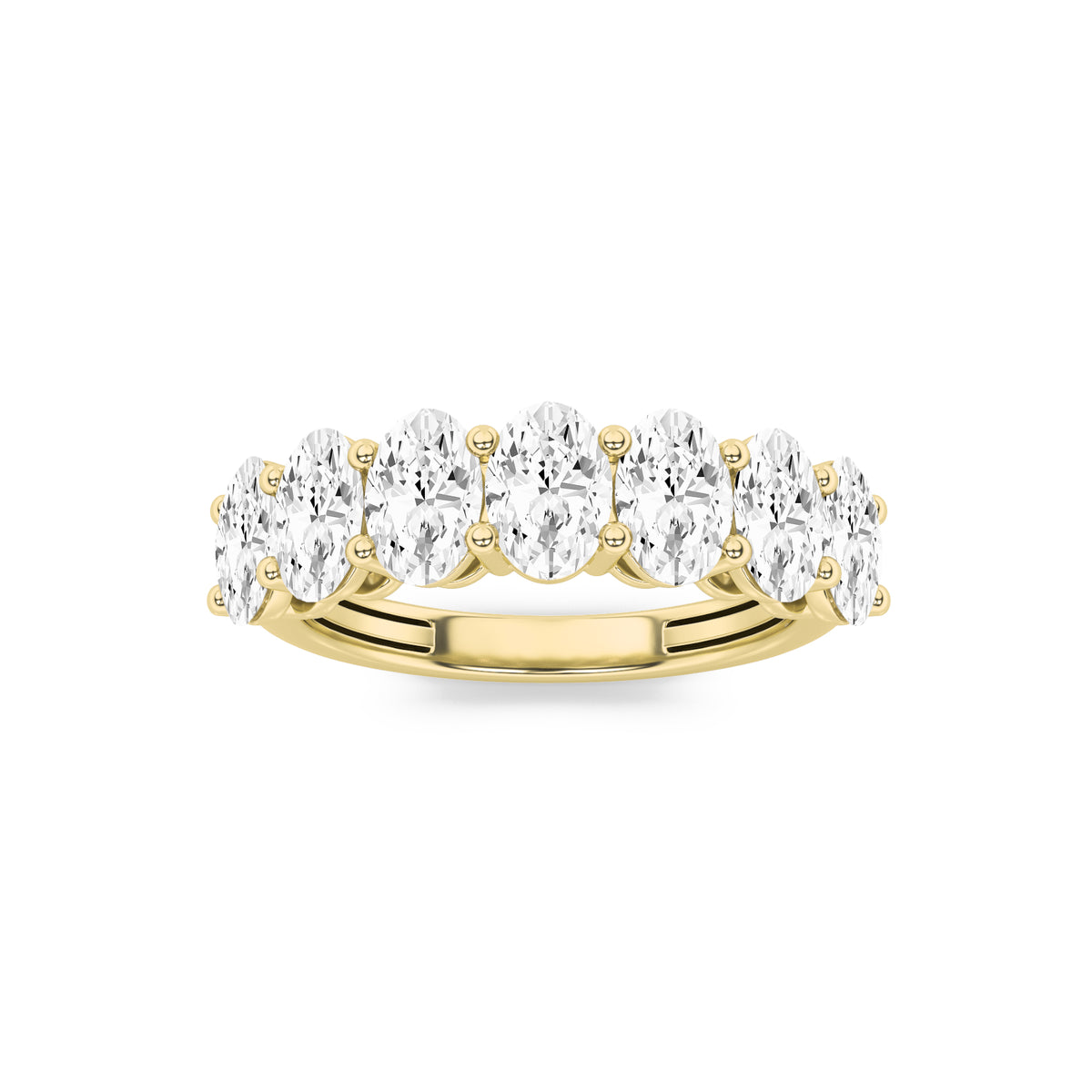 3Cttw Oval Shaped Lab Grown Diamond (F/VS) Seven Stone Band Ring in 14K Gold