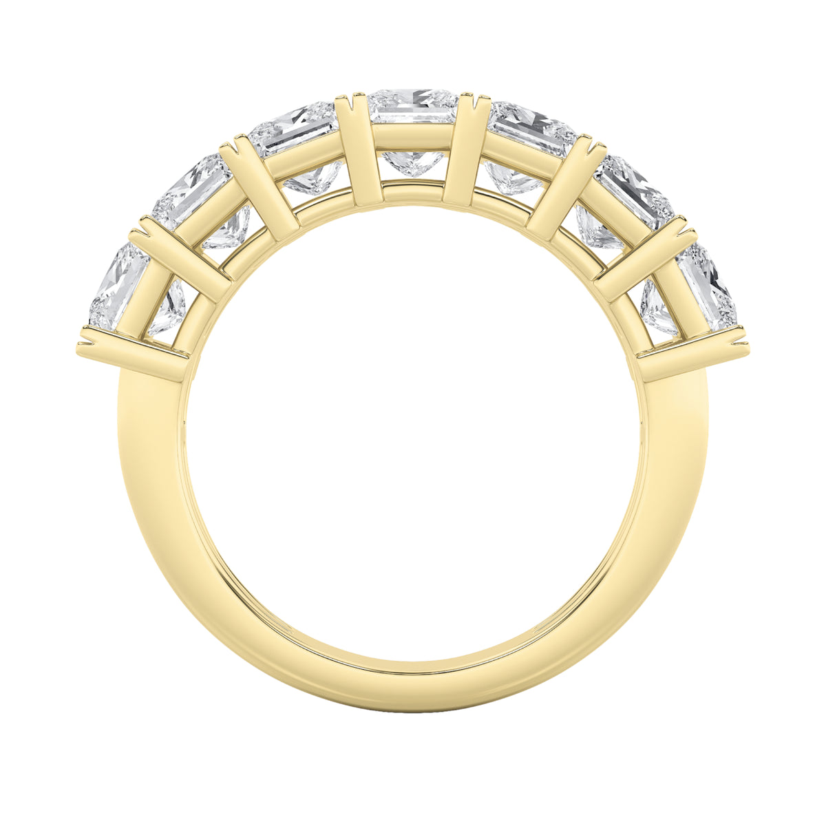 2Cttw Princess Shaped Lab Grown Diamond (F/VS) Seven Stone Band Ring in 14K Gold
