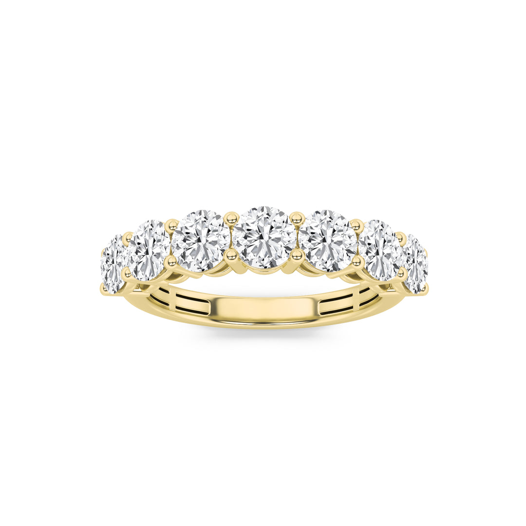 2Cttw Round Shaped Lab Grown Diamond (F/VS) SevenStone Band Ring in 14K Gold