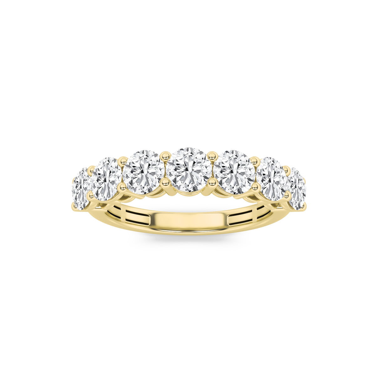 2Cttw Round Shaped Lab Grown Diamond (F/VS) SevenStone Band Ring in 14K Gold