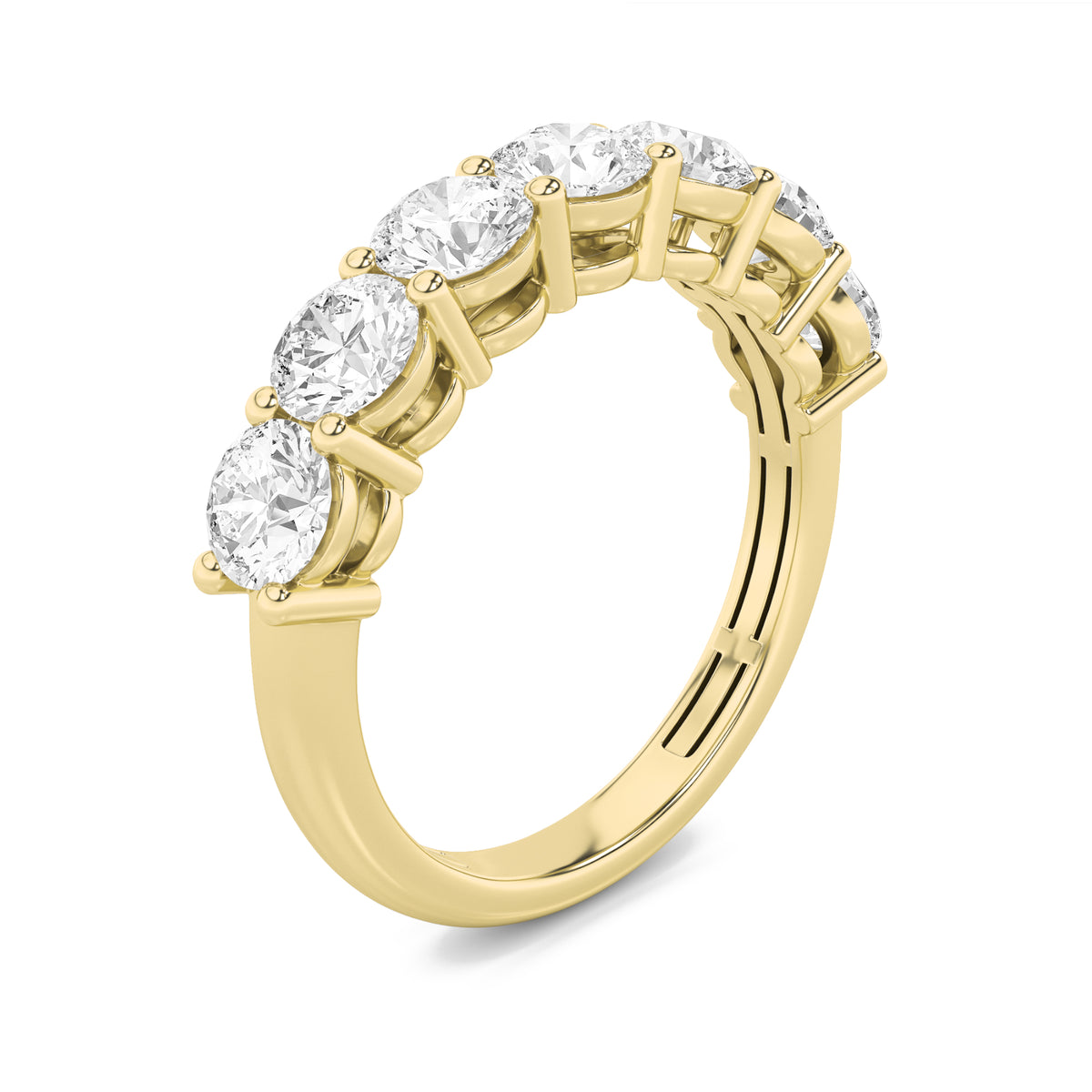 2Cttw Round Shaped Lab Grown Diamond (F/VS) SevenStone Band Ring in 14K Gold
