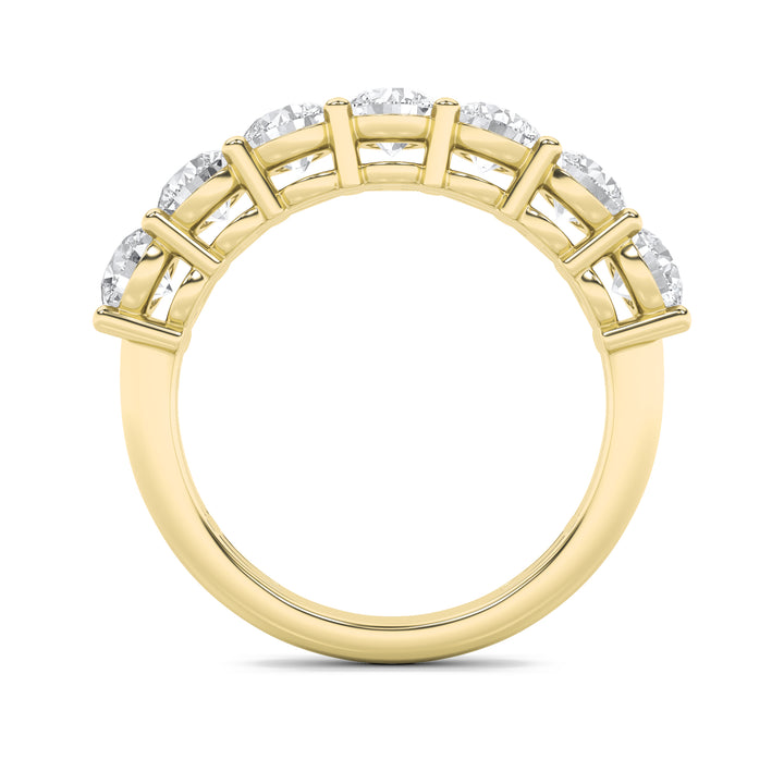 2Cttw Round Shaped Lab Grown Diamond (F/VS) SevenStone Band Ring in 14K Gold