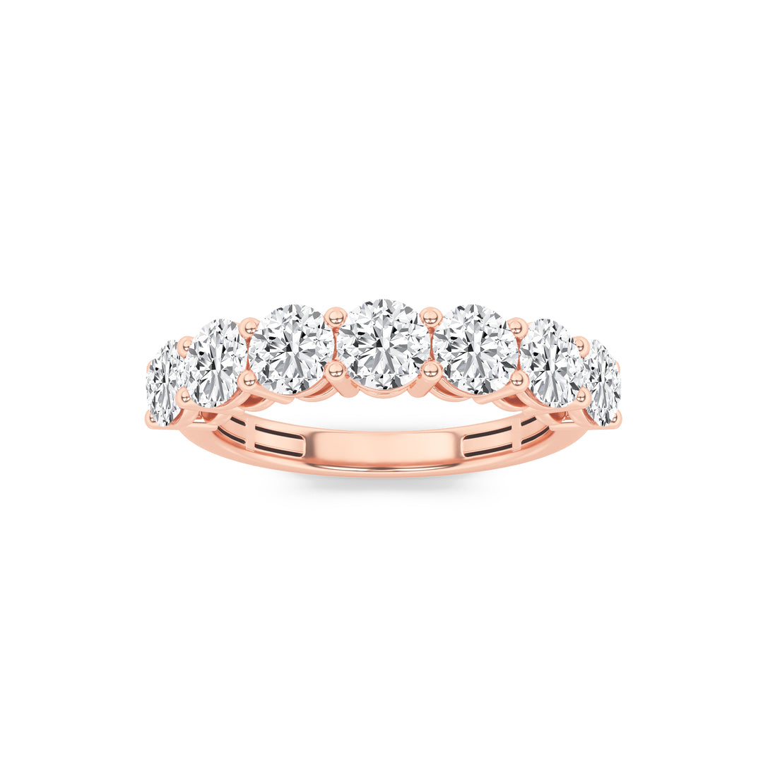 2Cttw Round Shaped Lab Grown Diamond (F/VS) SevenStone Band Ring in 14K Gold