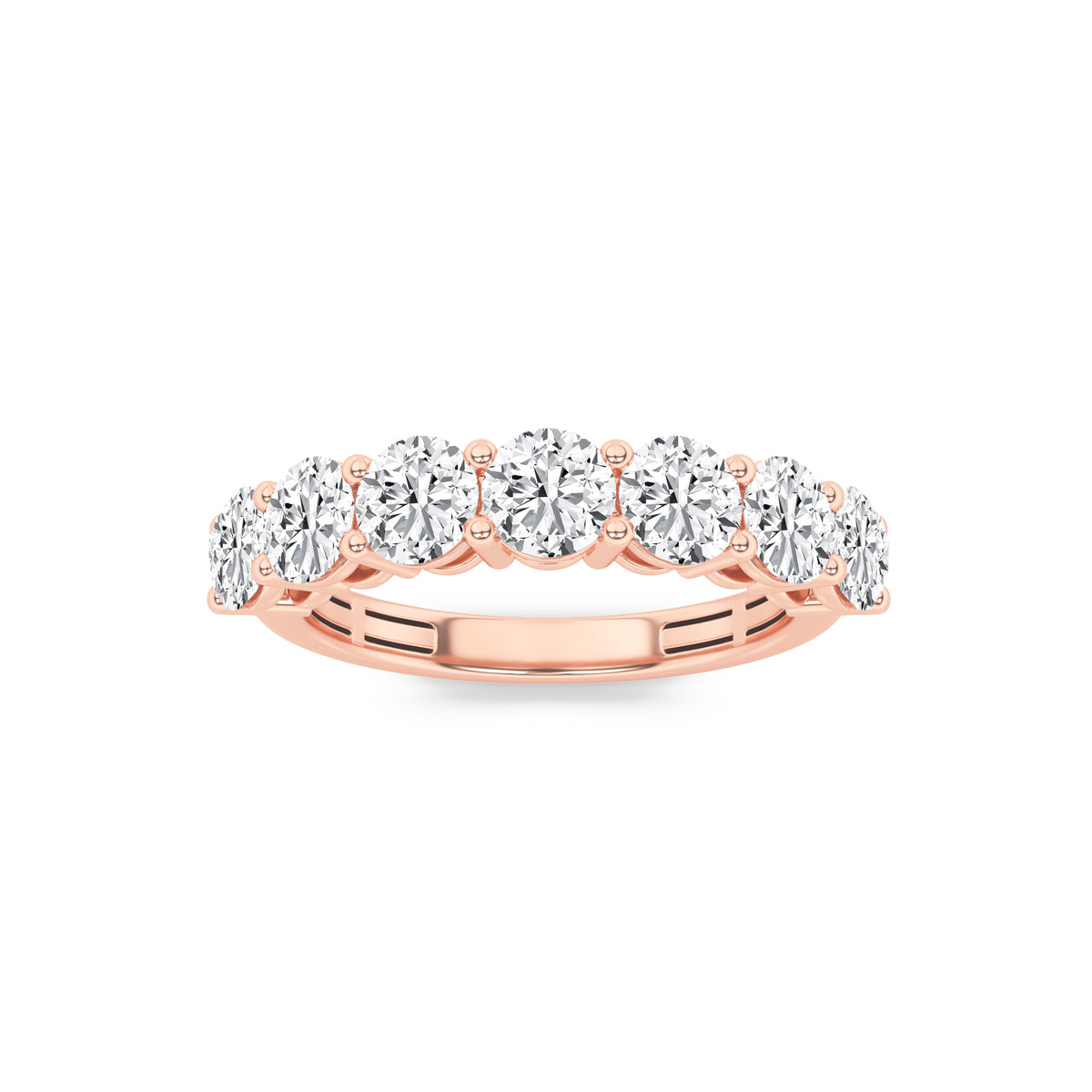 2Cttw Round Shaped Lab Grown Diamond (F/VS) SevenStone Band Ring in 14K Gold
