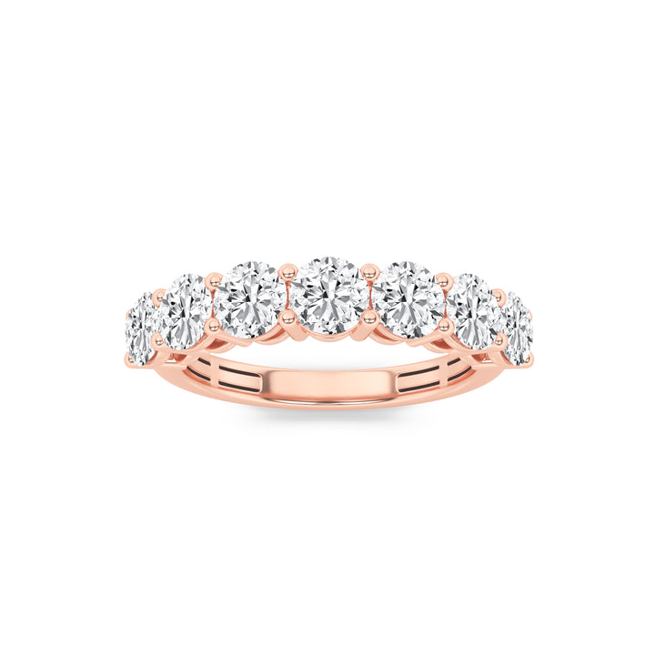 2Cttw Round Shaped Lab Grown Diamond (F/VS) SevenStone Band Ring in 14K Gold