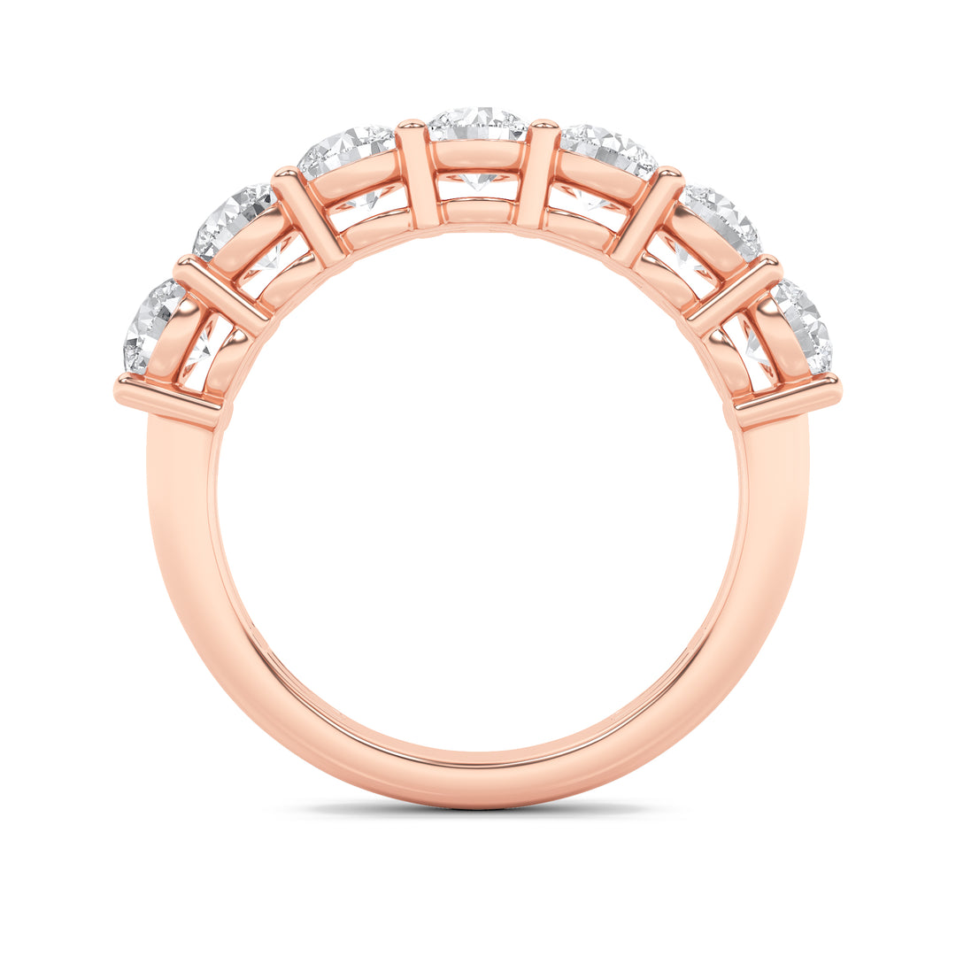 2Cttw Round Shaped Lab Grown Diamond (F/VS) SevenStone Band Ring in 14K Gold