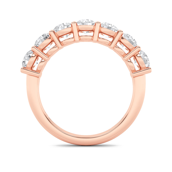 2Cttw Round Shaped Lab Grown Diamond (F/VS) SevenStone Band Ring in 14K Gold