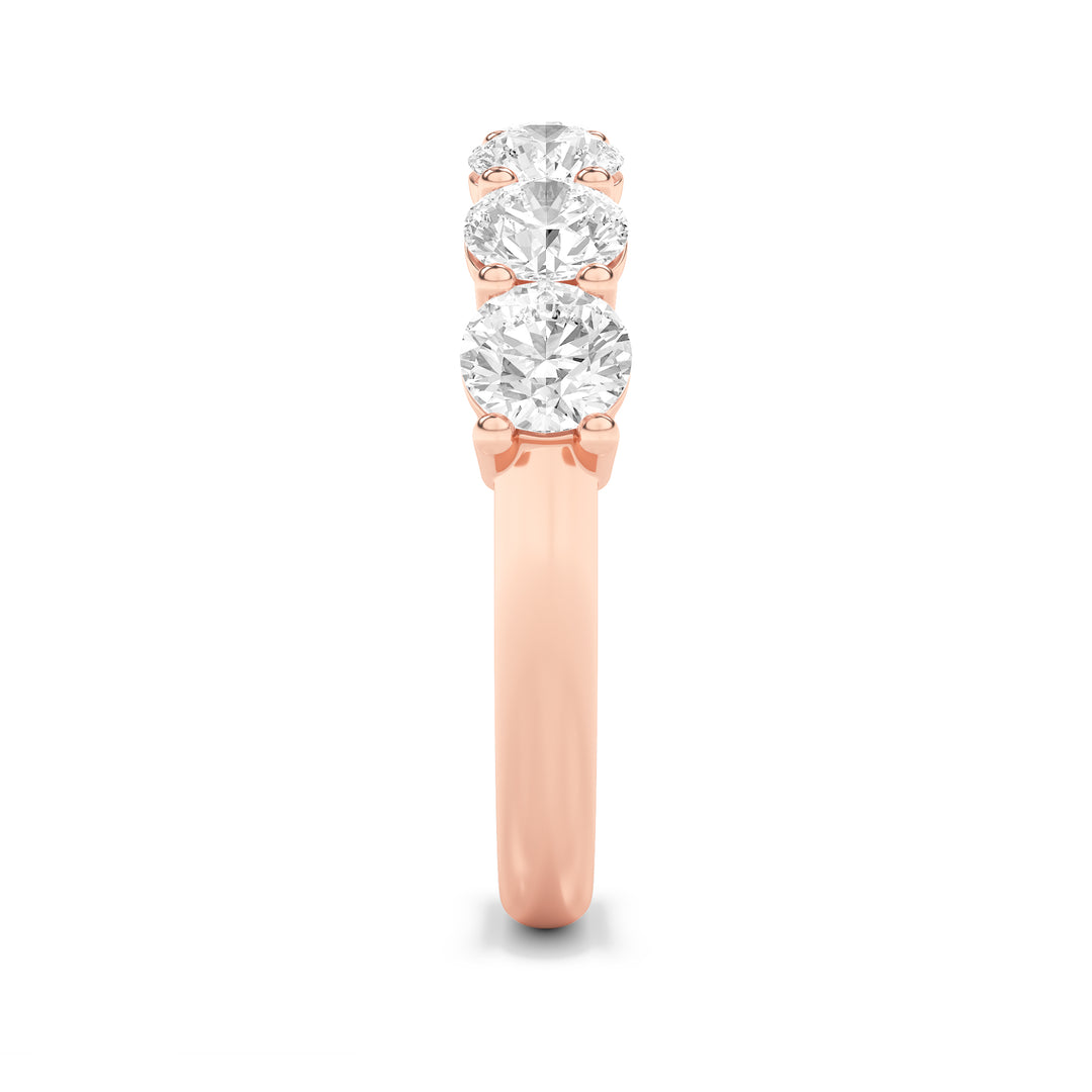 2Cttw Round Shaped Lab Grown Diamond (F/VS) SevenStone Band Ring in 14K Gold