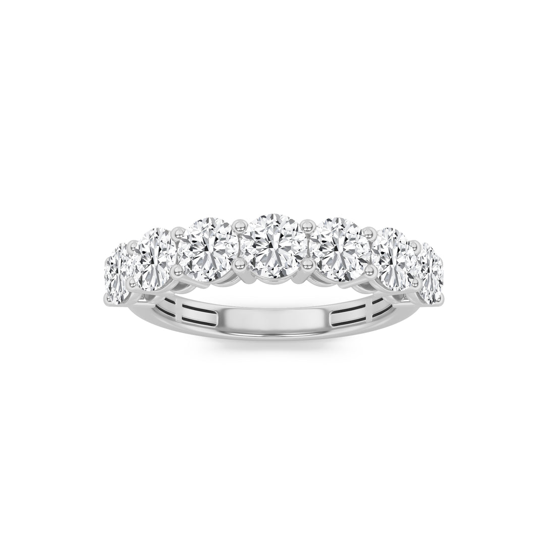 3Cttw Round Shaped Lab Grown Diamond (F/VS) SevenStone Band Ring in 14K Gold
