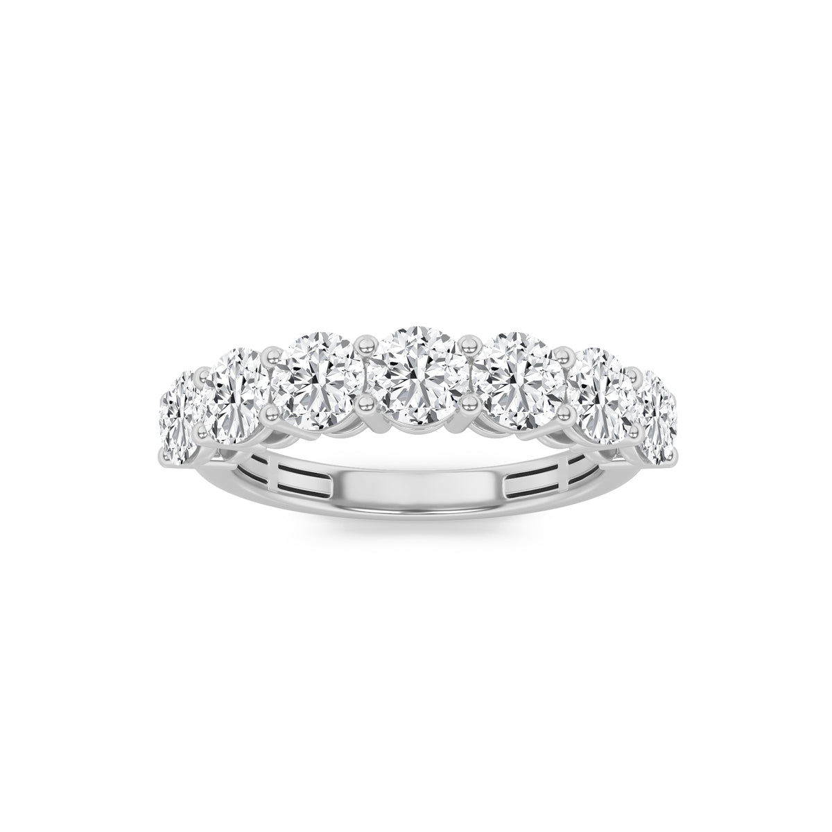 3Cttw Round Shaped Lab Grown Diamond (F/VS) SevenStone Band Ring in 14K Gold
