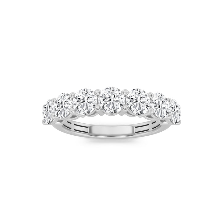 3Cttw Round Shaped Lab Grown Diamond (F/VS) SevenStone Band Ring in 14K Gold