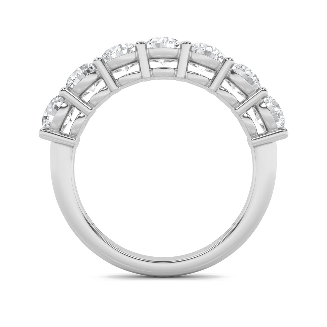 3Cttw Round Shaped Lab Grown Diamond (F/VS) SevenStone Band Ring in 14K Gold