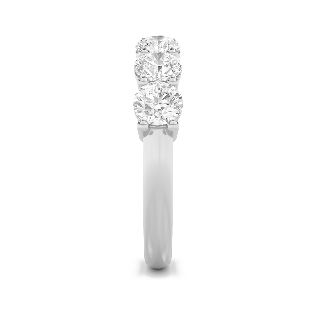 3Cttw Round Shaped Lab Grown Diamond (F/VS) SevenStone Band Ring in 14K Gold