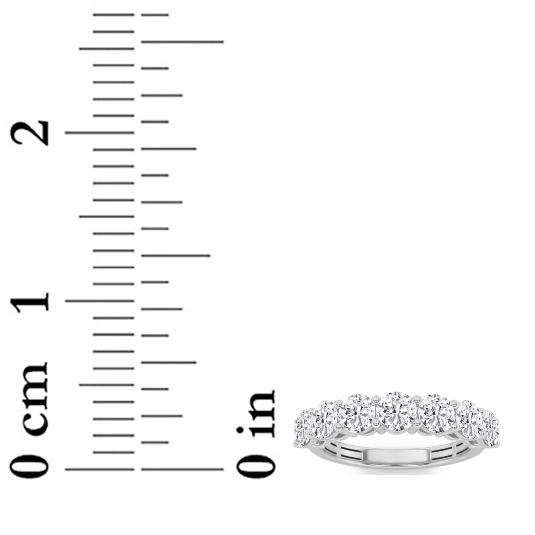 3Cttw Round Shaped Lab Grown Diamond (F/VS) SevenStone Band Ring in 14K Gold