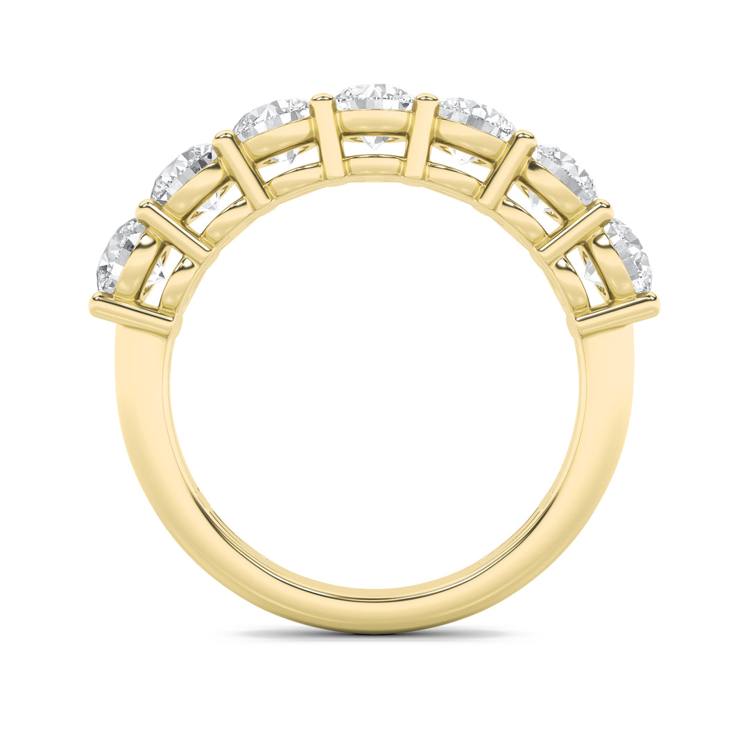 3Cttw Round Shaped Lab Grown Diamond (F/VS) SevenStone Band Ring in 14K Gold