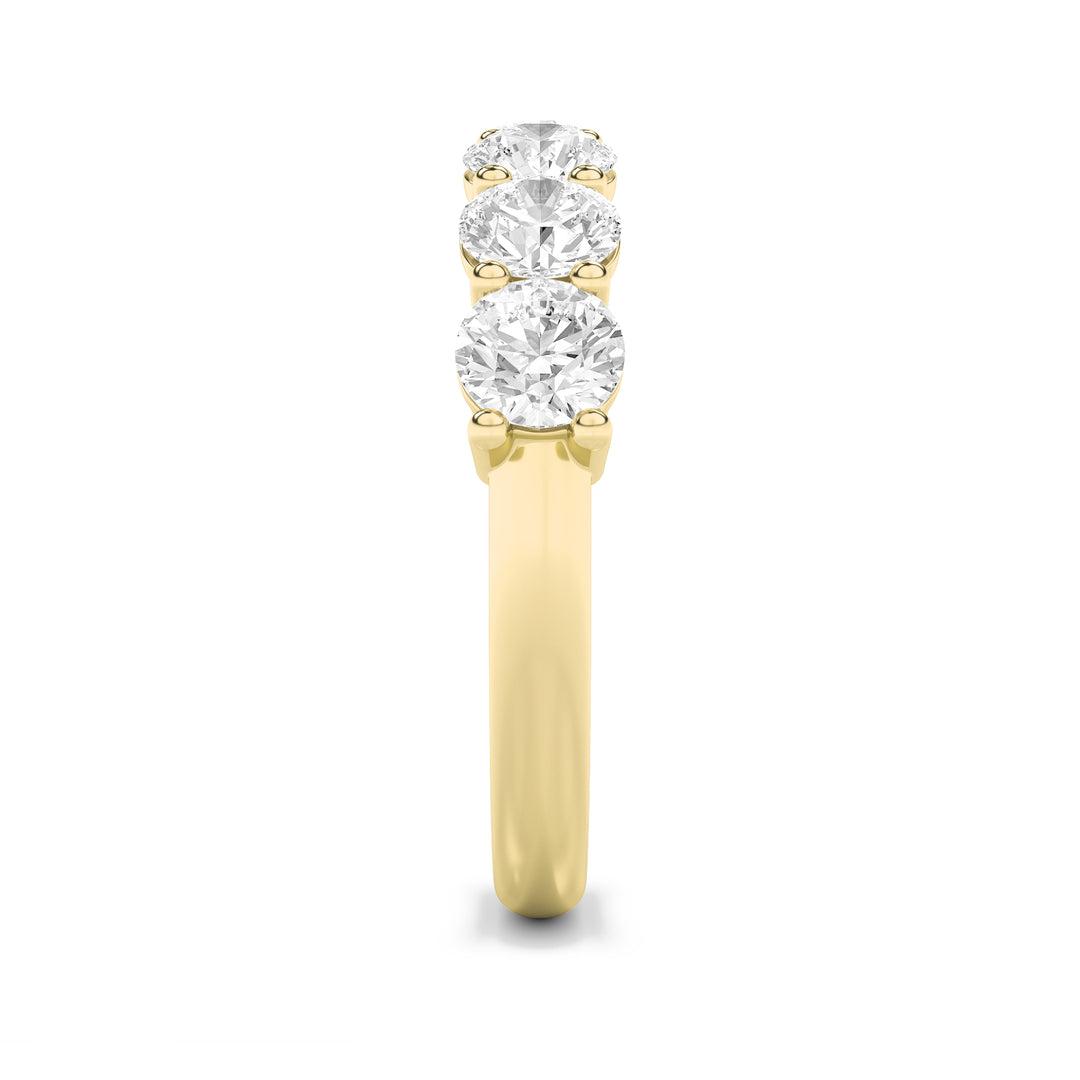3Cttw Round Shaped Lab Grown Diamond (F/VS) SevenStone Band Ring in 14K Gold