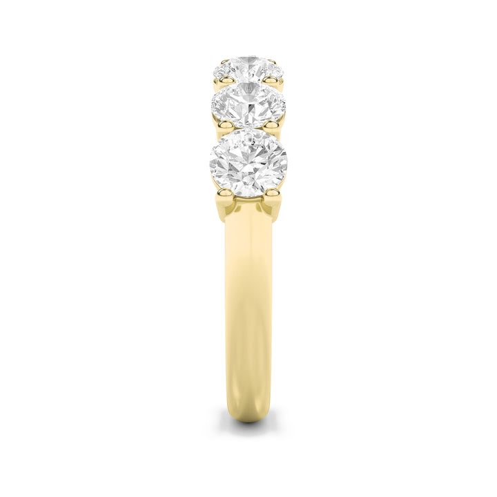 3Cttw Round Shaped Lab Grown Diamond (F/VS) SevenStone Band Ring in 14K Gold