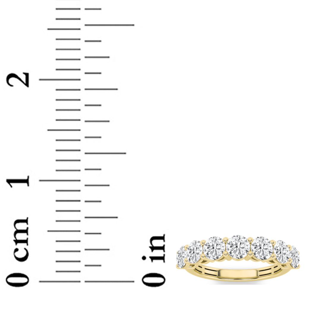 3Cttw Round Shaped Lab Grown Diamond (F/VS) SevenStone Band Ring in 14K Gold
