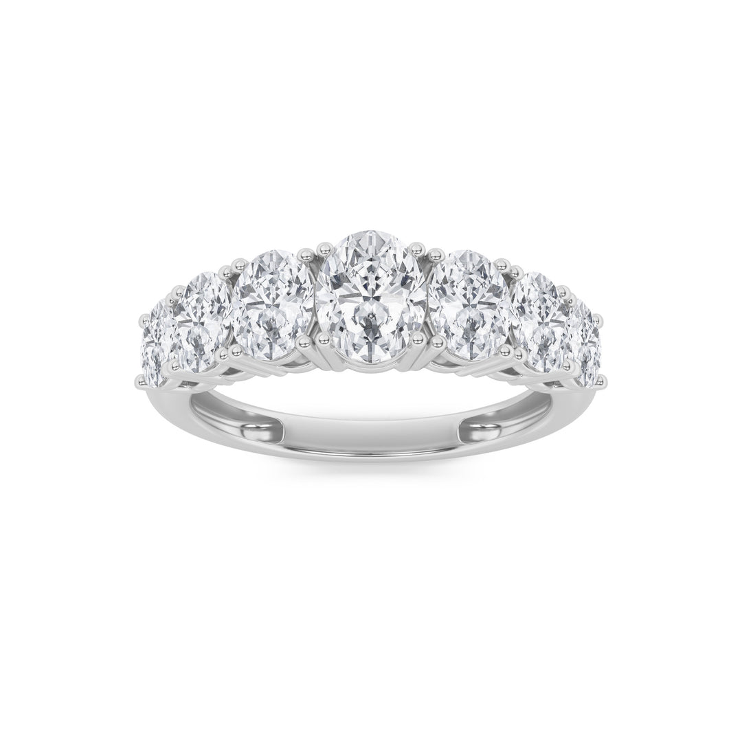 2Cttw Oval Shaped Lab Grown Diamond (F/VS) Seven Stone Band Ring in 14K Gold