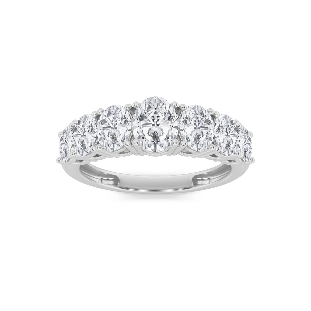 2Cttw Oval Shaped Lab Grown Diamond (F/VS) Seven Stone Band Ring in 14K Gold