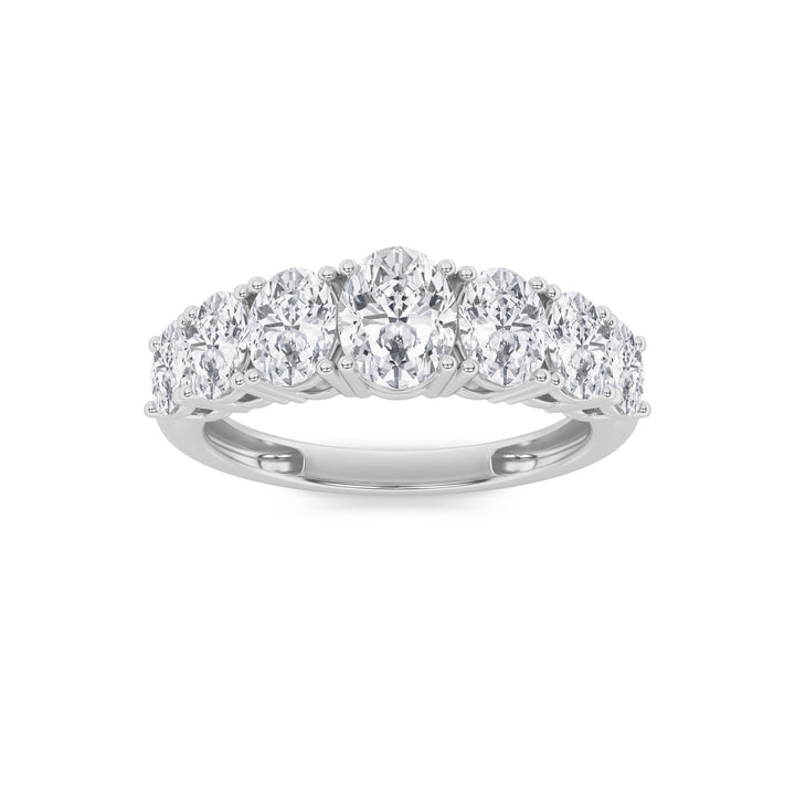 2Cttw Oval Shaped Lab Grown Diamond (F/VS) Seven Stone Band Ring in 14K Gold