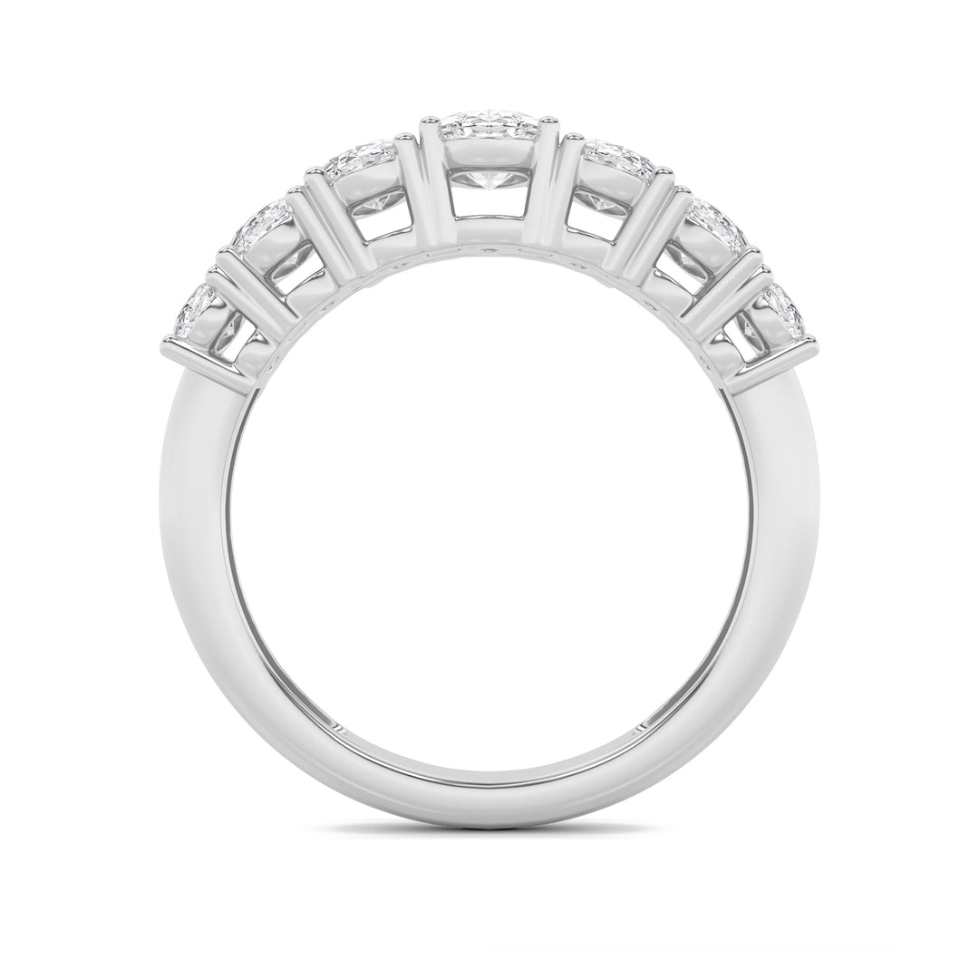 2Cttw Oval Shaped Lab Grown Diamond (F/VS) Seven Stone Band Ring in 14K Gold