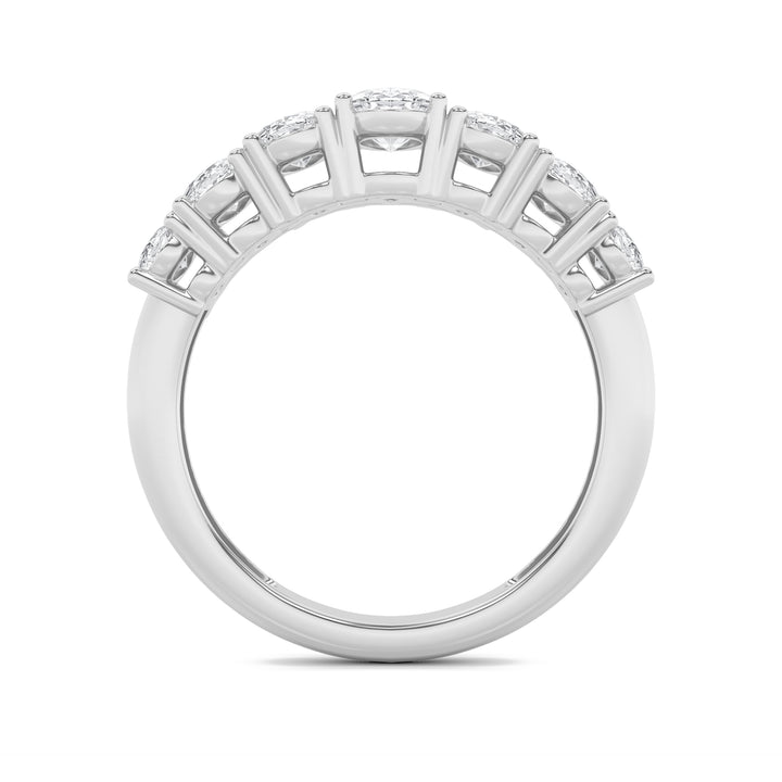 2Cttw Oval Shaped Lab Grown Diamond (F/VS) Seven Stone Band Ring in 14K Gold