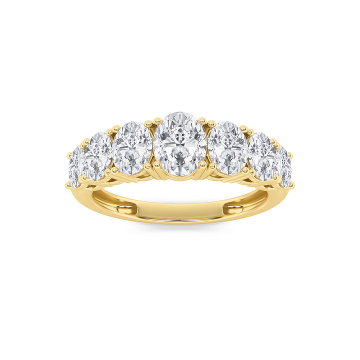 2Cttw Oval Shaped Lab Grown Diamond (F/VS) Seven Stone Band Ring in 14K Gold