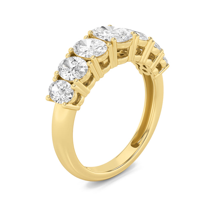 2Cttw Oval Shaped Lab Grown Diamond (F/VS) Seven Stone Band Ring in 14K Gold