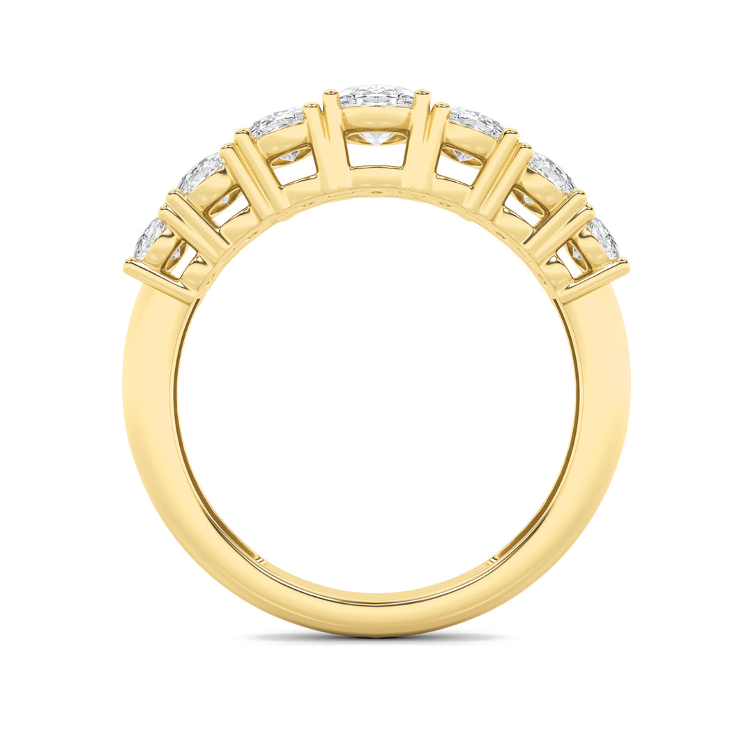 2Cttw Oval Shaped Lab Grown Diamond (F/VS) Seven Stone Band Ring in 14K Gold