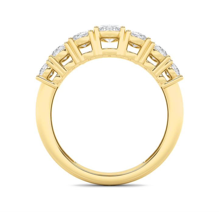 2Cttw Oval Shaped Lab Grown Diamond (F/VS) Seven Stone Band Ring in 14K Gold
