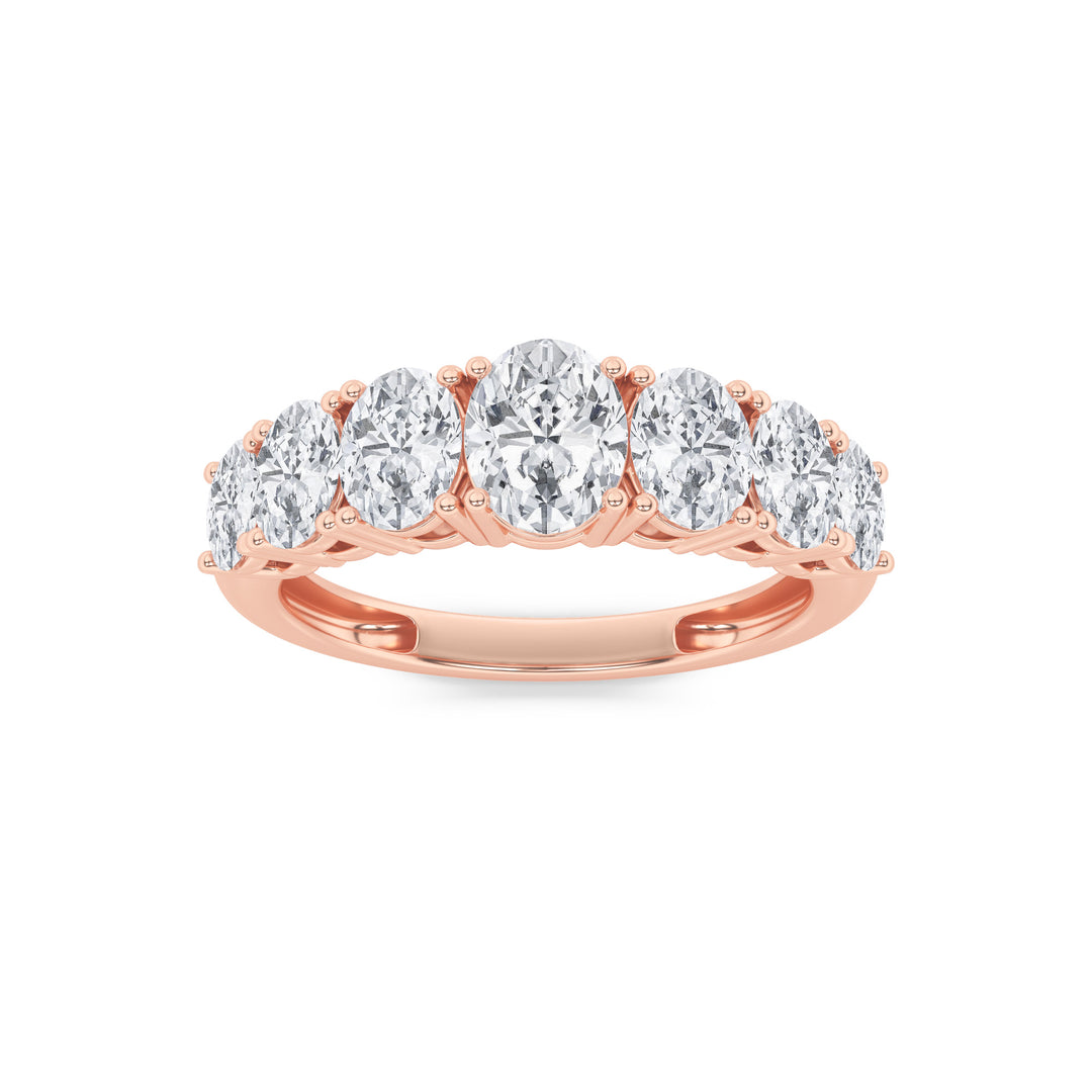 2Cttw Oval Shaped Lab Grown Diamond (G/VS) Seven Stone Band Ring in 14K Gold