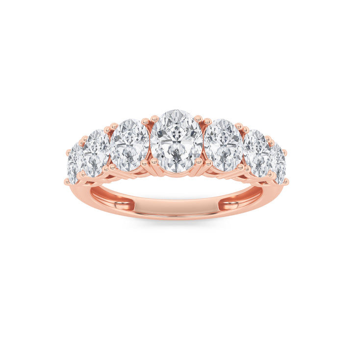 2Cttw Oval Shaped Lab Grown Diamond (G/VS) Seven Stone Band Ring in 14K Gold